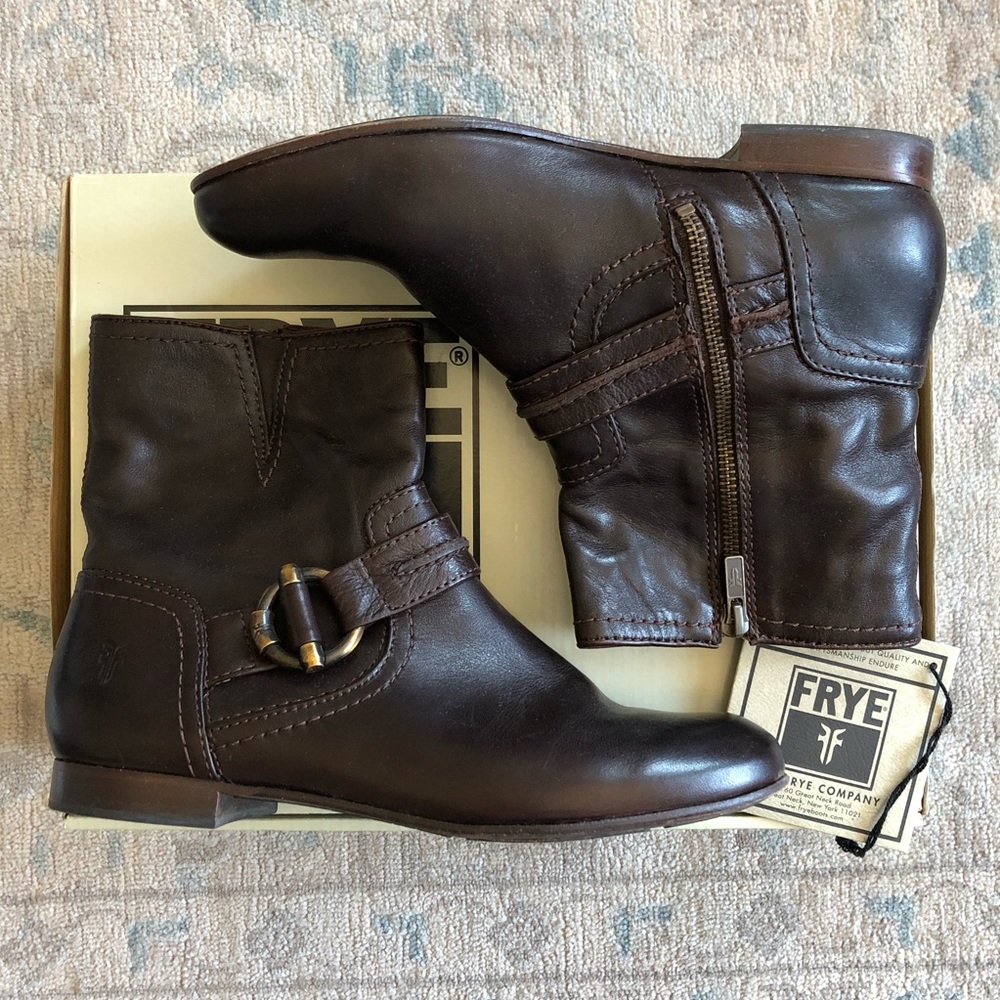 Frye Jillian Toggle Short Boots in Dark Brown